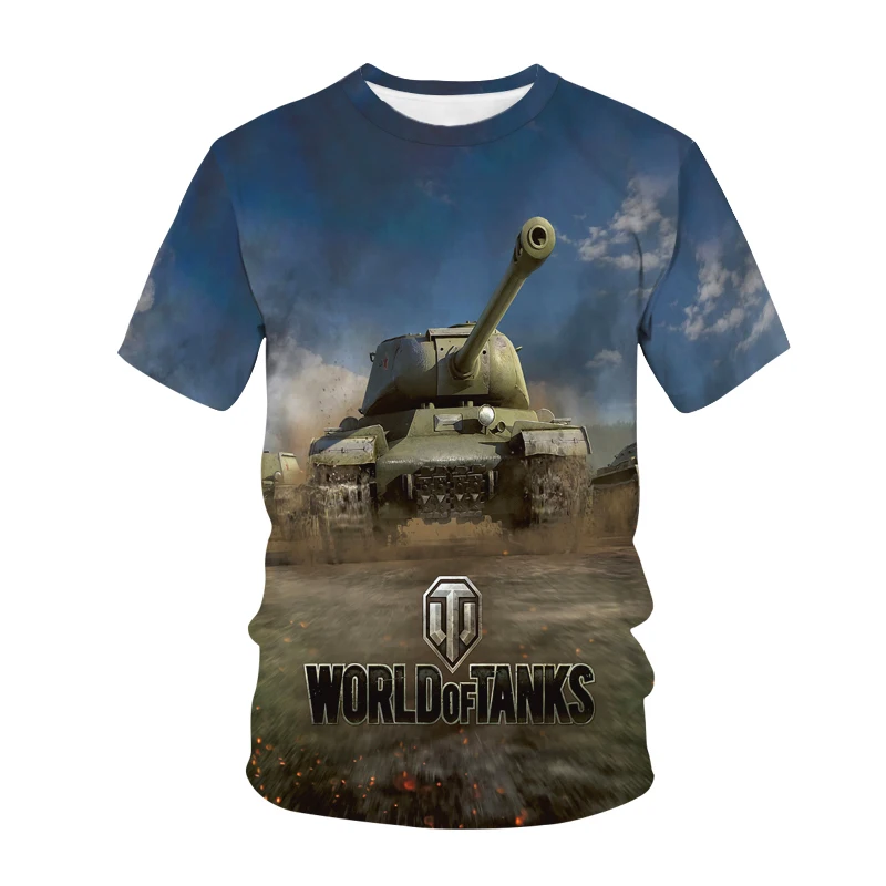 

Classic Game Tank World 3D Three-dimensional Printed O-neck Boy's T-shirt Summer Young Fashion Sports Handsome Short Sleeves