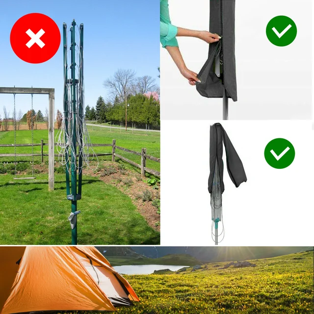 Kültéri Kerti Rotációs Szárító Mosóvezeték Burkolat Állvány Fedél Vízálló 210D Oxford Szövet Szélálló Uv-Ellenes Univerzális - Image 3