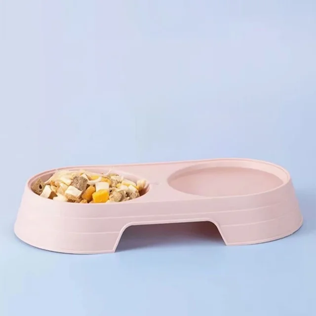 Pet Double Bowl Plastic Cat Dog Food Drinking Tray Feeder Pet Feeding Watering Bowl Pet Supplies Accessories 4