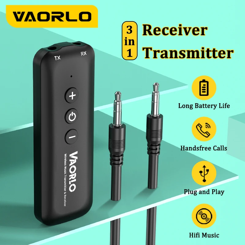 Vaorlo original bluetooth 5 3 audio receiver sender 3 5mm aux jack