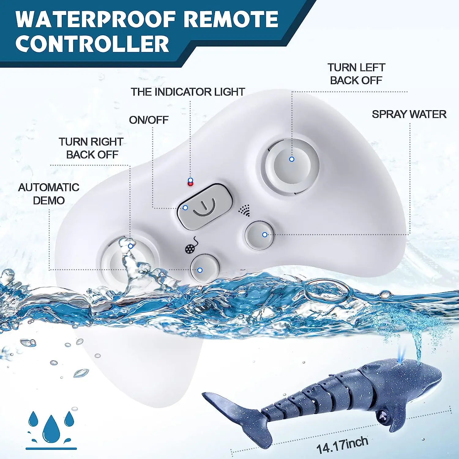 2025 New Remote Control Whale Toy Remote Control Whale Shark 2.4G Water Spray Simulation Model Whale Children's Toy Gift 4