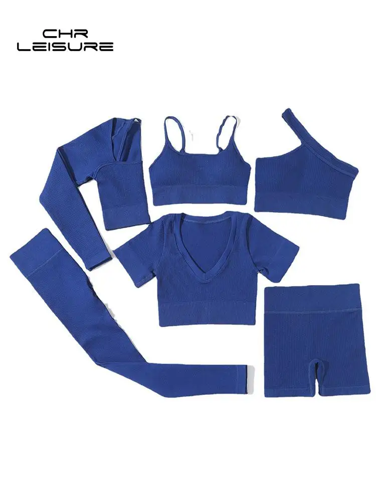 

CHRLEISURE Summer Gym Leggings Women Tracksuit High Waist Skinny Stretch Seamless Short Sets Fitness Casual Sets Women Outfit