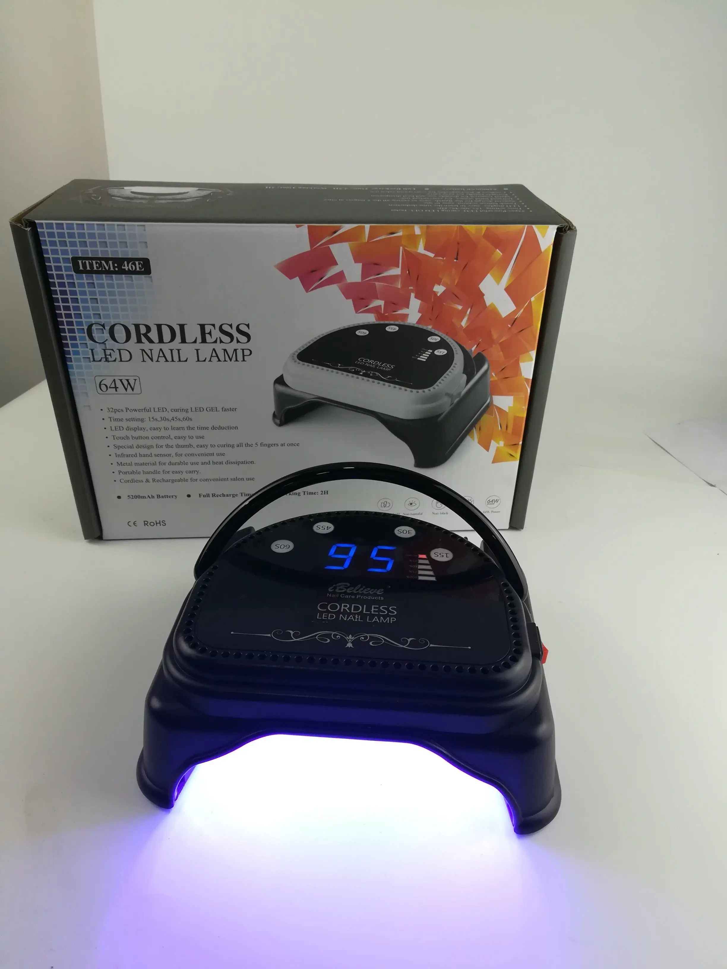 1Set  Or 2Set 64W Wireless Nail Lamp Portable Polish Gel Dryer Cordless LED UV Rechargeable Manicure Light For Pedicure Salon 6