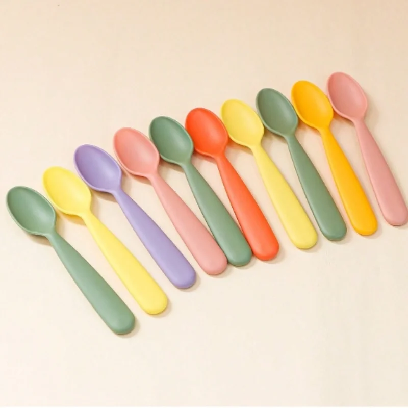 10 pieces of colorful children's dessert spoon random color combination multi-color PP material children's eating spoon