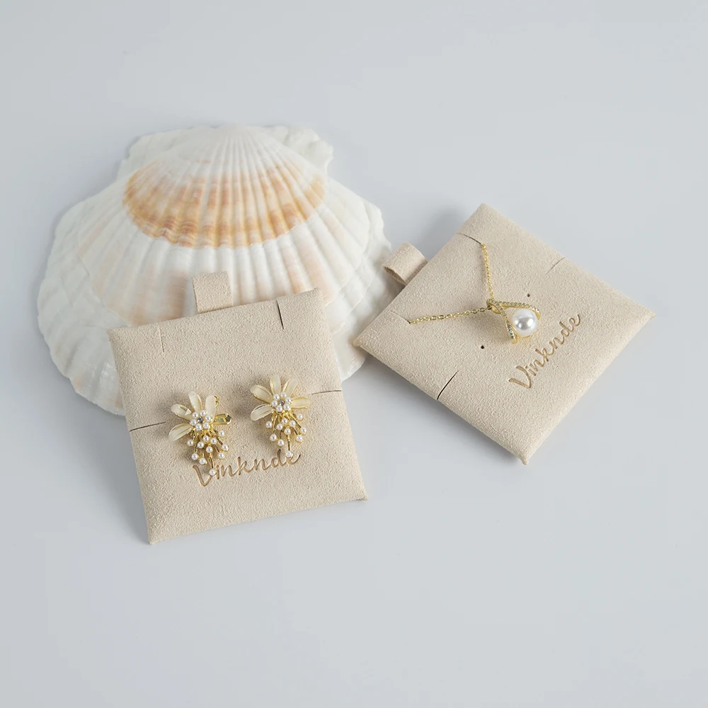Custom Logo Microfiber Earrings Necklace Organizer Gift Insert Pad Card Suede Jewelry Pendant Bracelet Packaging Multi Hole Card