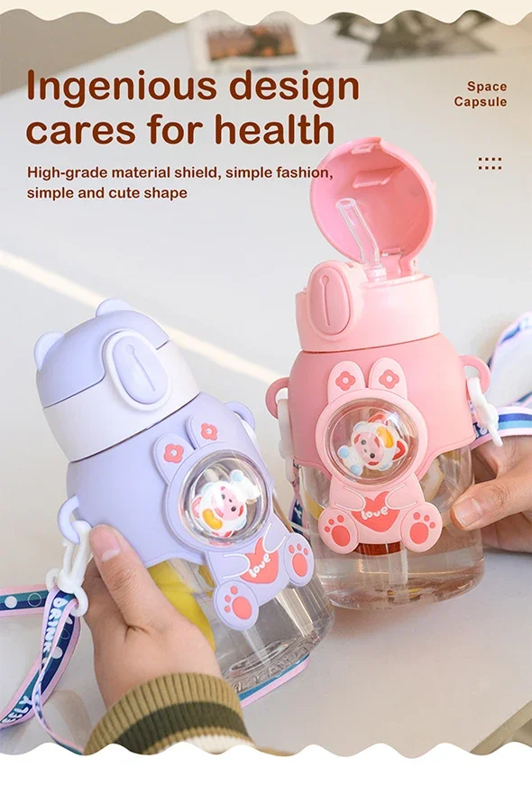 Description Picture 4 of item600ML Kawaii Summer Children's Water Cup High-value Fall-proof Straw Cup Boys and Cirls Go to School Baby Kettle