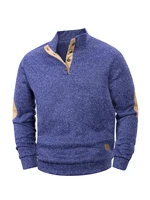 Pull décontracté pour hommes, col montant boutonné, manteaux Polo Henley, manches longues, col montant, sweat-shirt pour le Sport, printemps automne 4