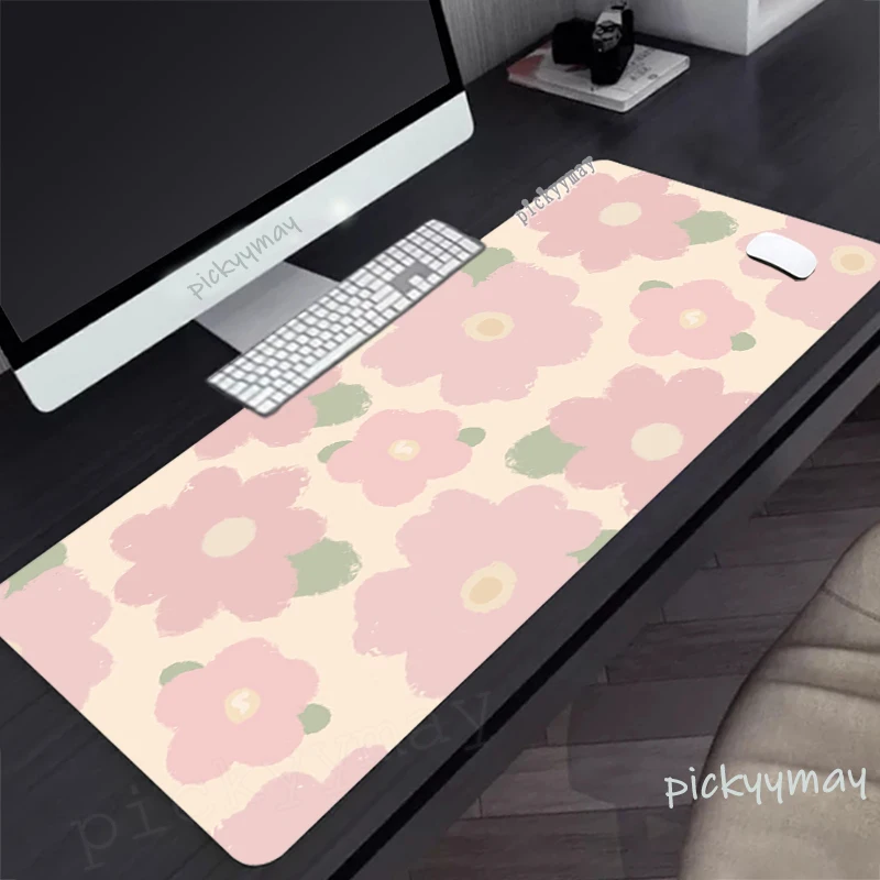 Pink Flowers Mouse Mat Gaming Mousepad 900x400mm Rubber Keyboard Mats Desk Pad HD Mouse Pads
