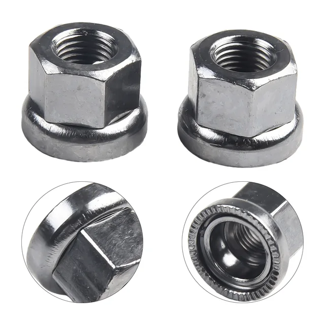 Bike Hubs 4-Pack M10 Bicycle Axle Nuts Silver Alloy Steel