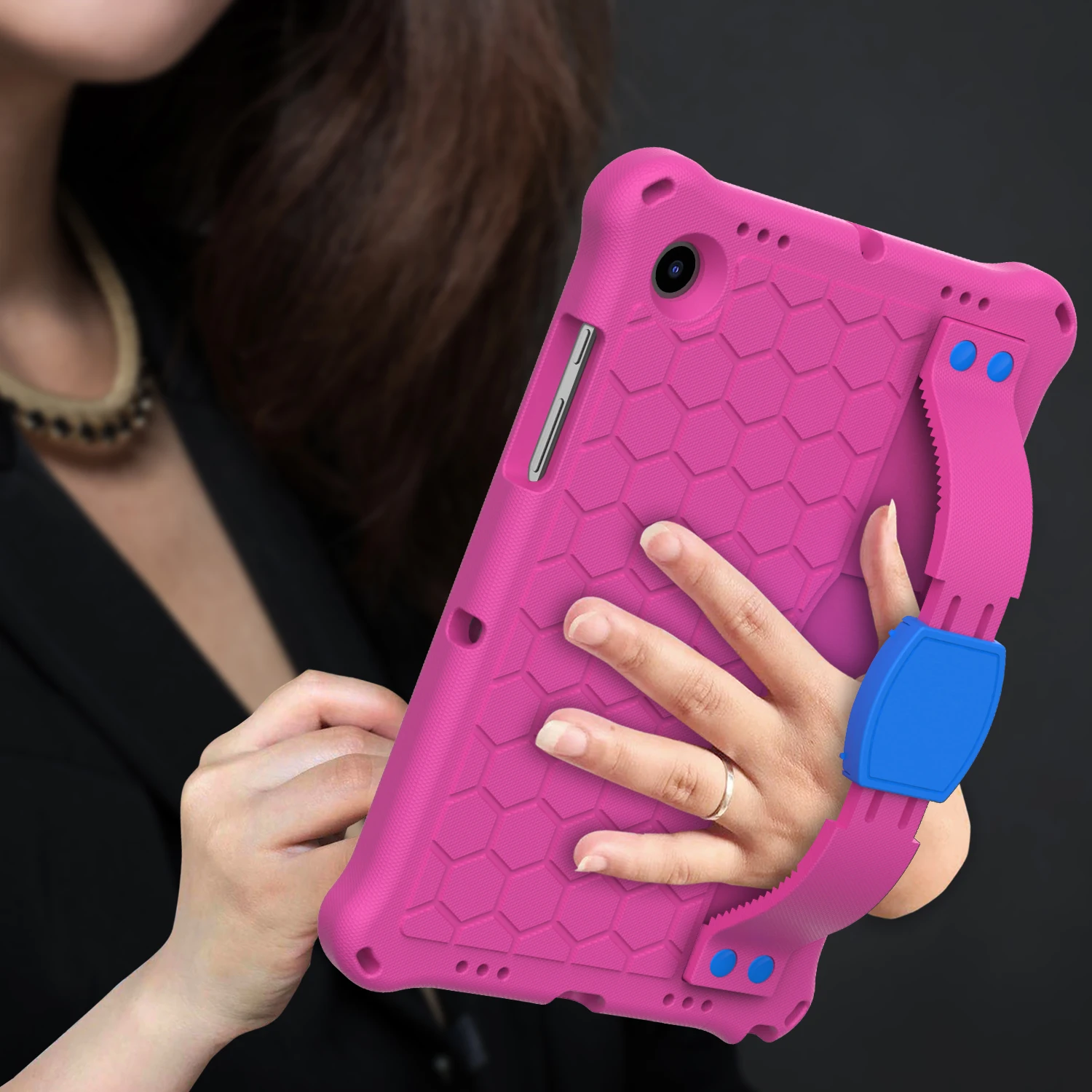 caso armadura para samsung galaxy tab crianças prova de choque suporte tablet capa com alça ombro