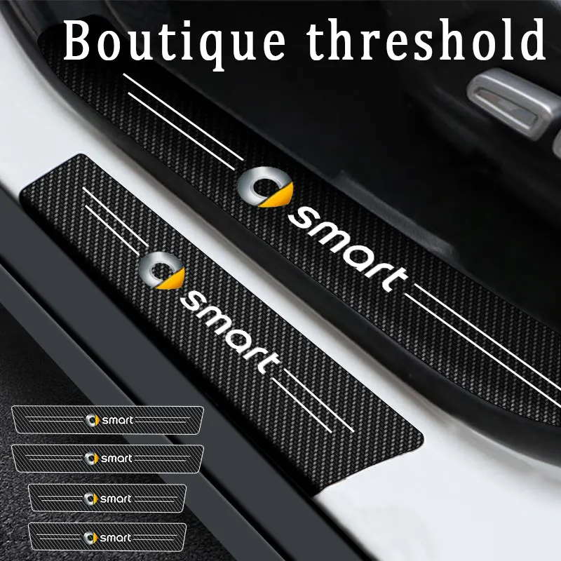 Car Door Threshold Scuff Plate Carbon Fiber Sill Protector Stickers For Smart Forfour Jeremy