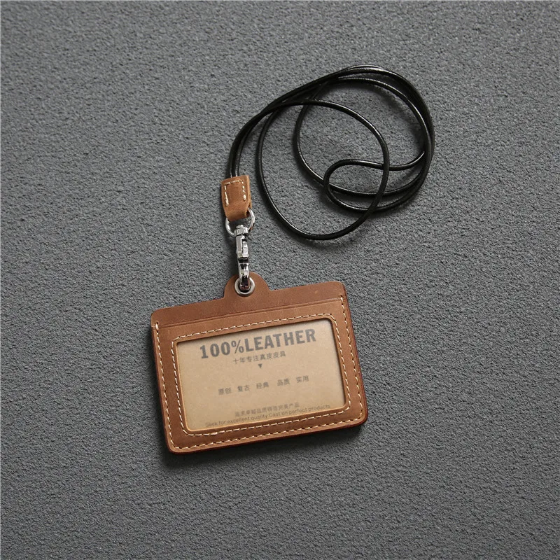 Leather ID Holder With Personalised Lanyard, ID Card Holder, Pass