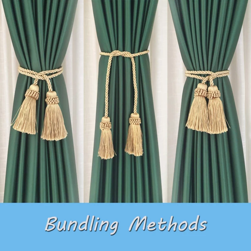 2/4Pcs Tassel Curtain Tieback Hanging Ball Brush Home Decoration Fringe Holdback Curtains Accessories Braid Belt Lashing Rope