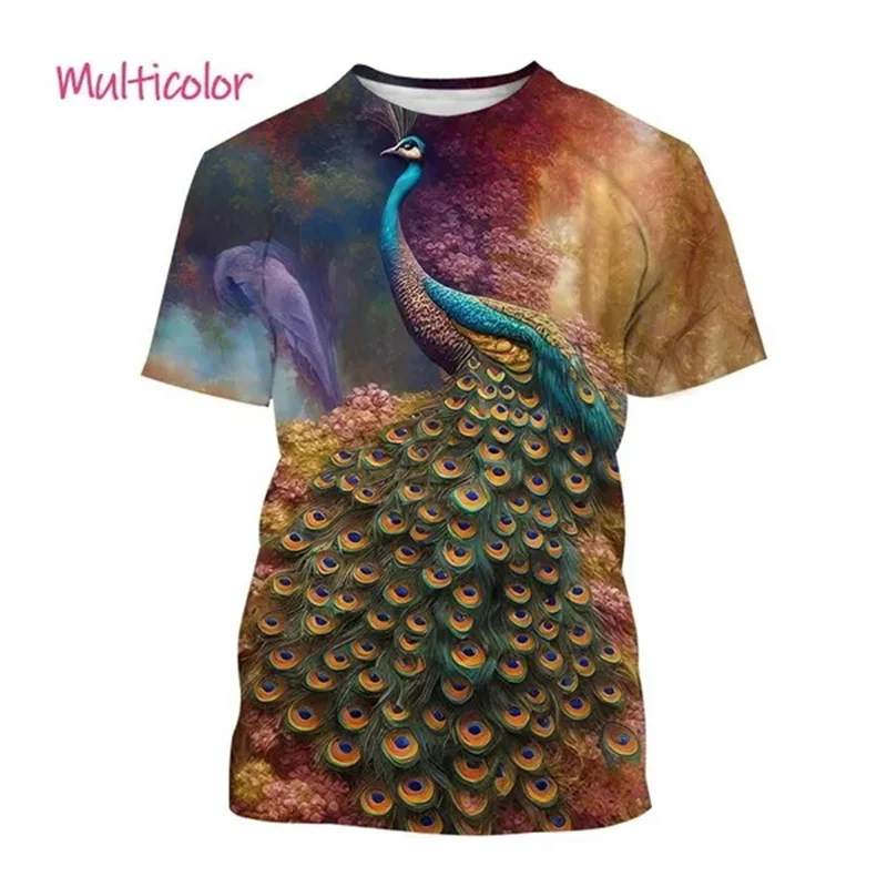 

Hot Peacocks T Shirt Men Women 3D Printed T-shirts Casual Animal Style Tee Shirt Streetwear Summer Tops Short Sleeves Sets