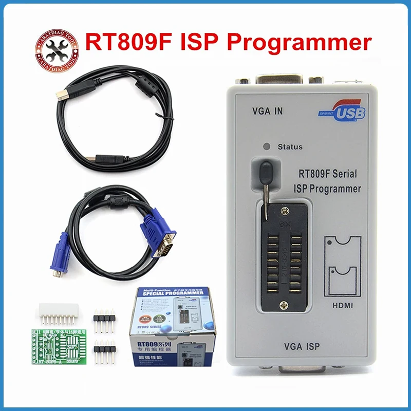 

Программатор RT809F ISP, оригинальный программатор RT809 HD с ЖК-дисплеем, автоматическая идентификация 24 25 93 с адаптером, инструмент для ремонта Bga