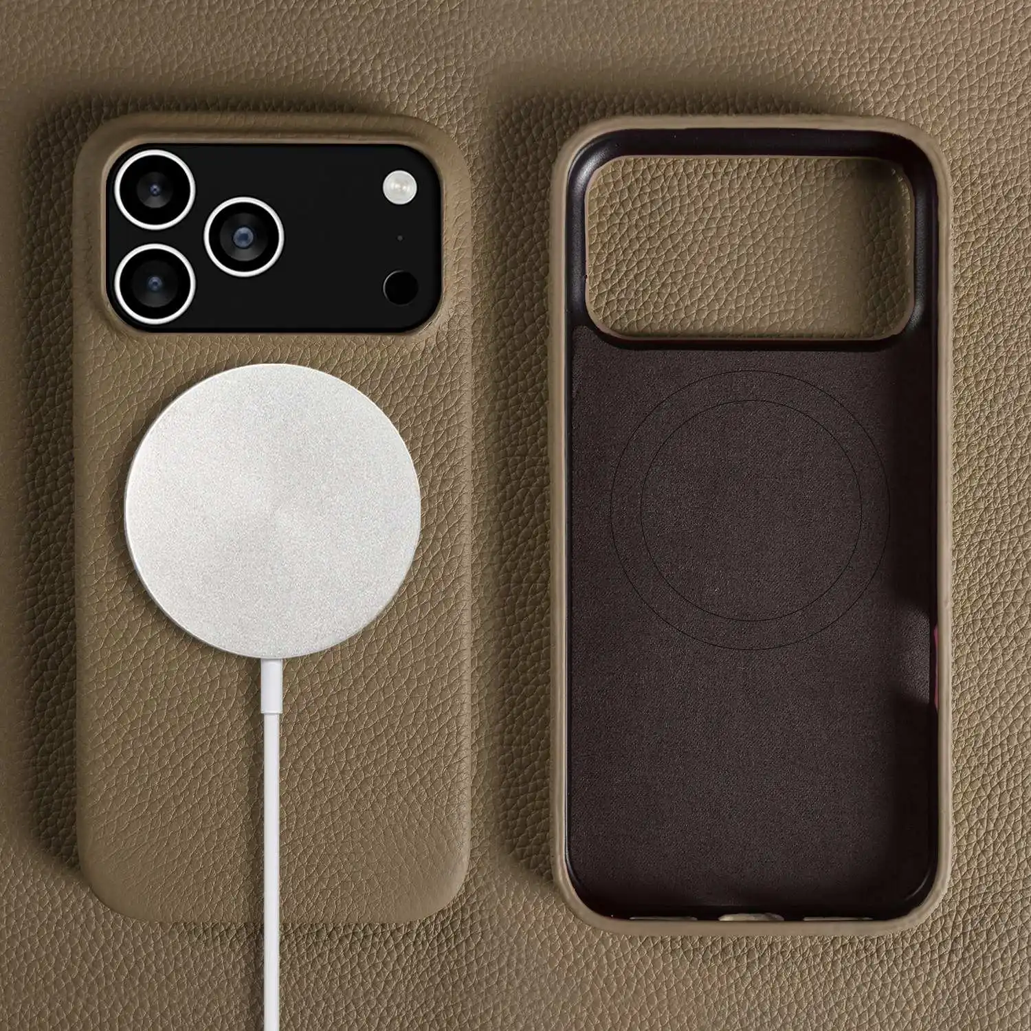 Luxury Magnetic Genuine Leather Full-Cover Phone Case with Magsafe Compatibility