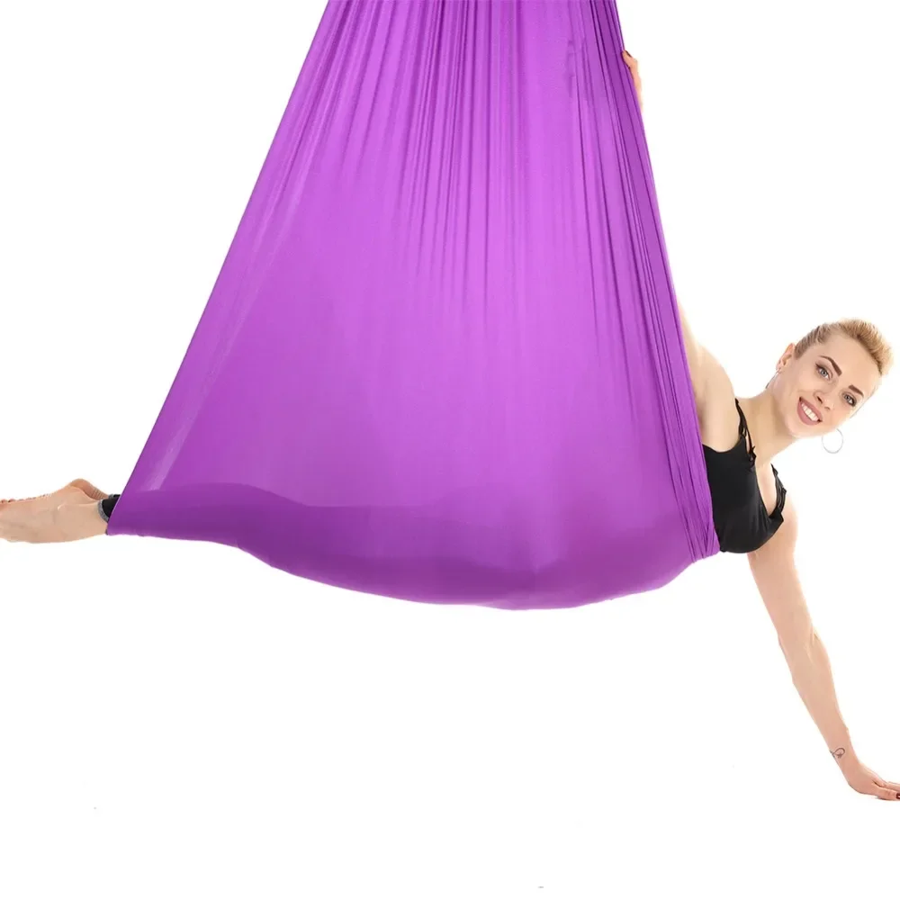 Hamaca de Yoga de seda aérea de nailon para gimnasio en casa, 4x2,8 m, inversión antigravedad, cinturón de Yoga, Pilates, moldeador de cuerpo
