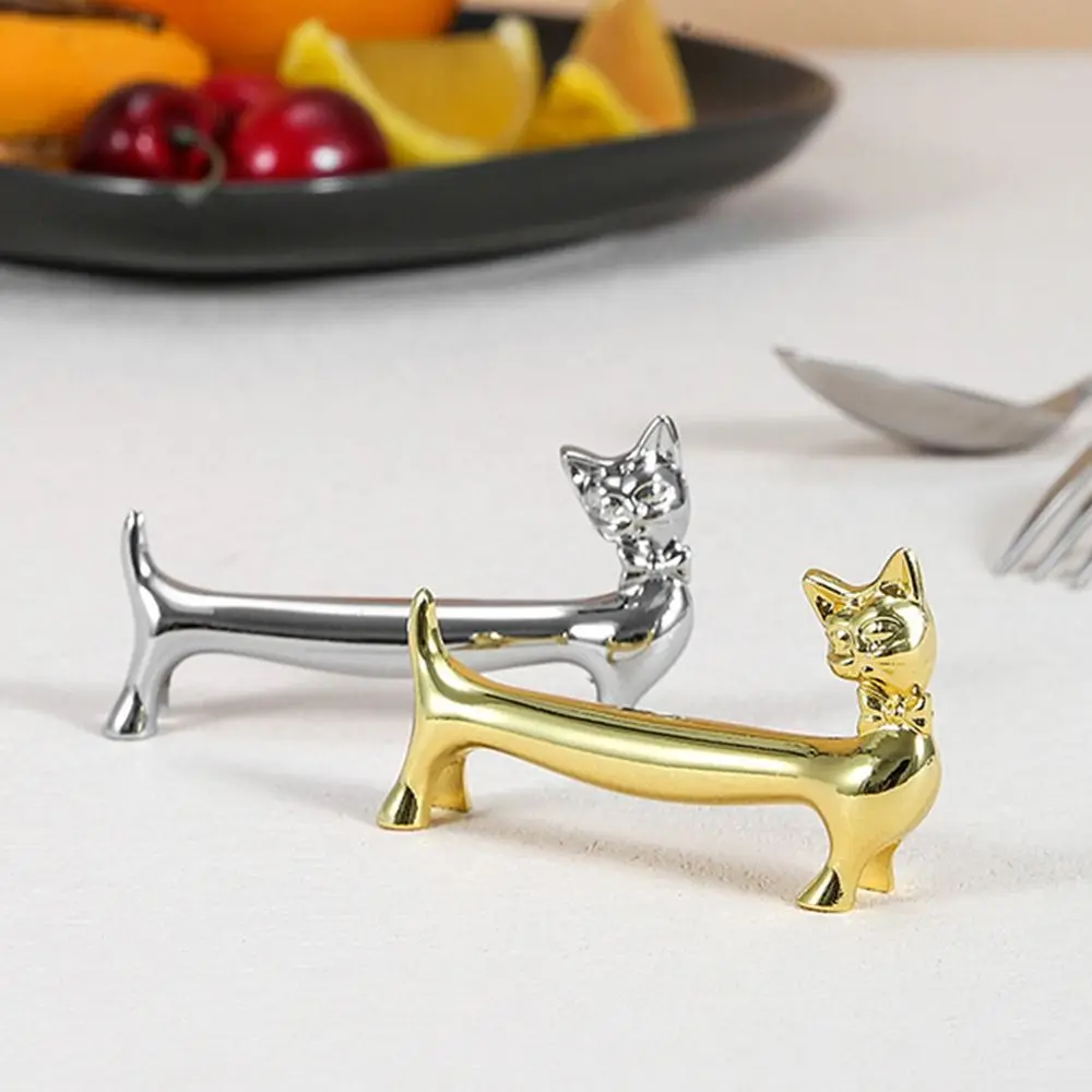 1Pcs Durable Cat Design Chopstick Holder Zinc Alloy Metal Chopsticks Rack Fork Storage Holder Art Craft Table Decoration