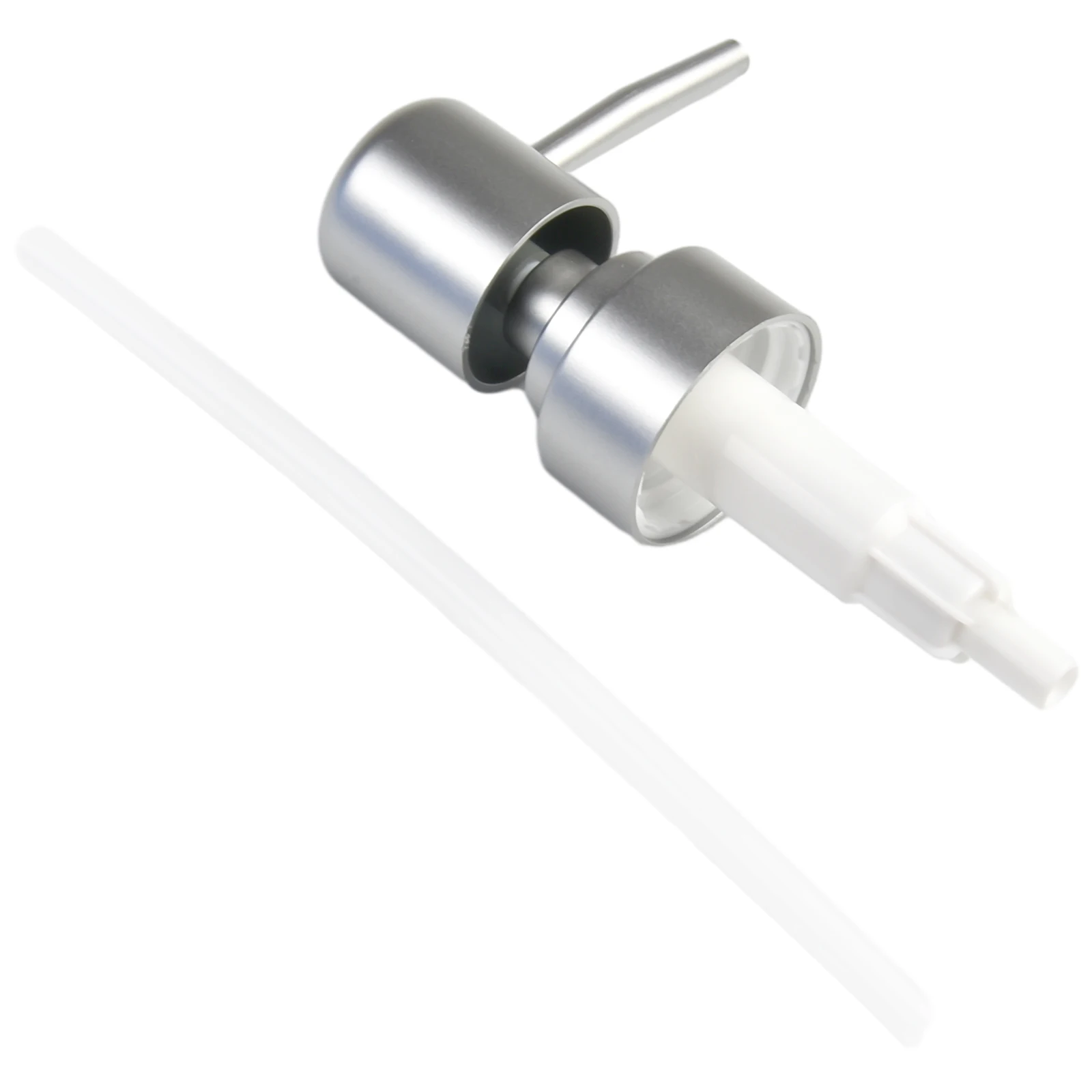 Pompa Erogatrice Per Sapone In Plastica ABS Con Tubo – Testa Dispenser Per Bagno E Cucina – Argento