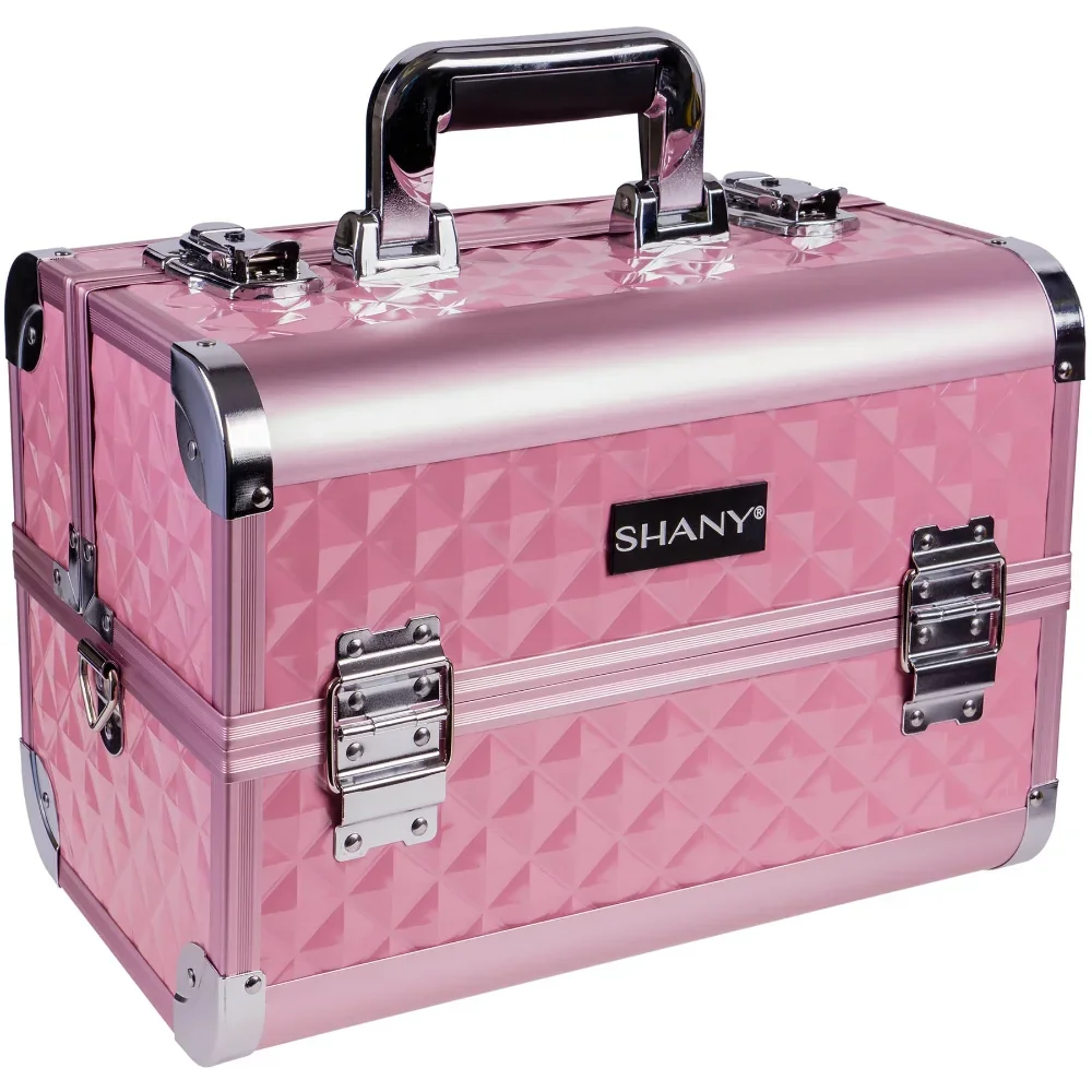 Premier Fantasy Collection Makeup Artists Cosmetics Train Case – Pink diamond Organizer Travel Professional Luggage Cosmetic Bag