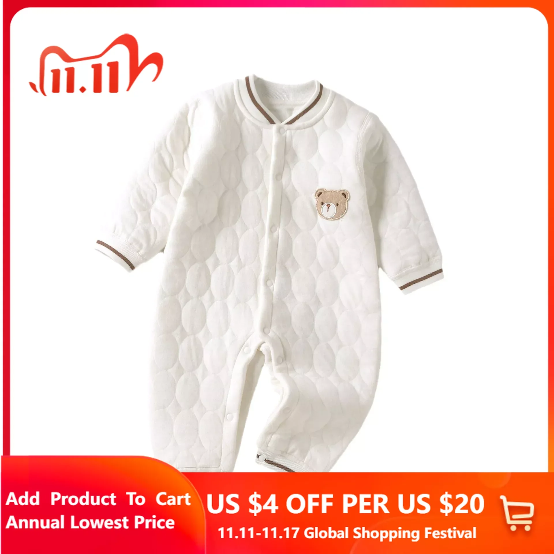 

Baby new year costume babyboy clothes Long SLeeve V-Neck bodysuit & one piece 100% Cotton Christmas bodysuit baby pajamas
