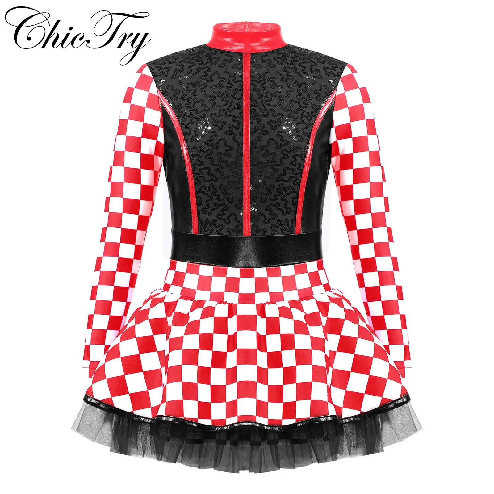 

Kids Girls Racer Racing Driver Costume Halloween Cosplay Party Leotard Dress Carnival Dress Up Cheerleading Roleplay Jumpsuit