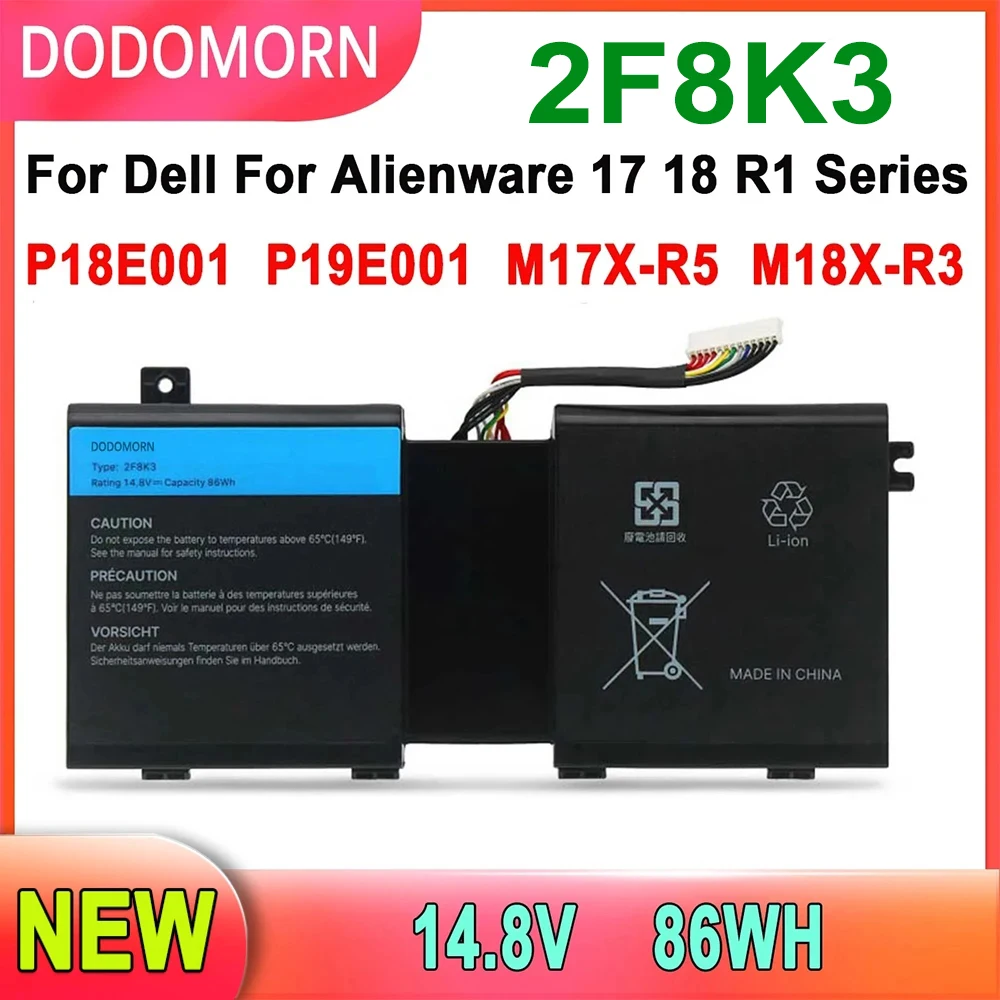 

New 2F8K3 Laptop Battery For DELL For Alienware 17 18 M17X R5 M18X R1 0KJ2PX KJ2PX G33TT 14.8V 86WH