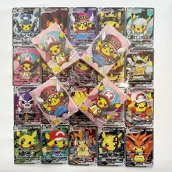 2023 Anime Holographic Pokemon Cards Pikachu Cosplay DIY Luffy Tanjirou One Piece Goku Eva Frieza Characters English Shiny Card