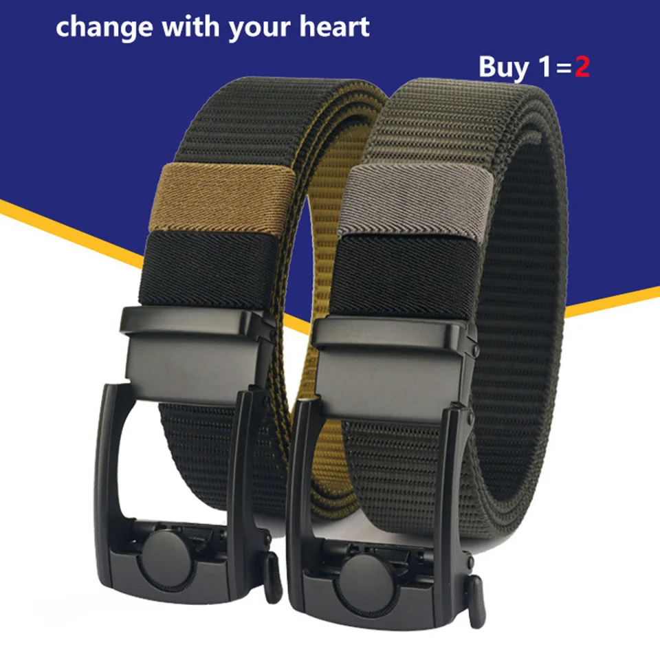 New Men'S Toothless Automatic Buckle Nylon Belt With High Quality Solid Color Youth Leisure Travel Perforated Waistband A3523 2024 new toothless automatic buckle belt 3 5cm wide high quality korean edition men s and women s travel office 1200d nylon belt