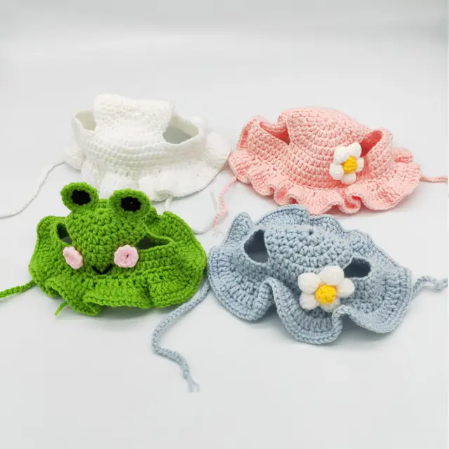 Cute Cat Hat Funny Pets Party Cosplay Headwear Delicate Hemming Pendant Decor Elasticity Knitted Hat Pet Accessories 5