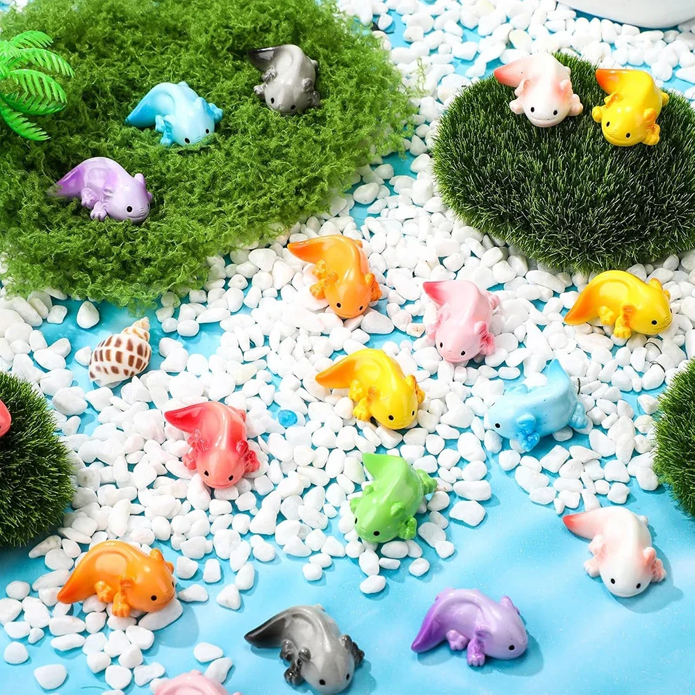 NQEUEPN 30pz Luminosi Mini Axolotl Resina, Fosforescenti Mini Figurine di Axolotl Figurine di Axolotl in Miniatura Mini Animali in Resina per Giardino Paesaggio Artigianato Torte Decorazioni