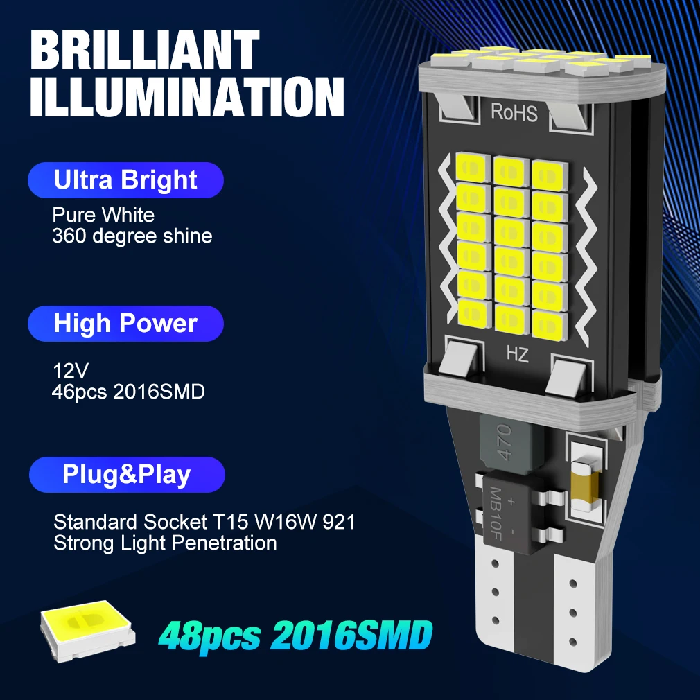 T15 LED  , W16W LED Canbus,  , 3570S, 912 921 , ڵ  , ڵ  6000K, 2 