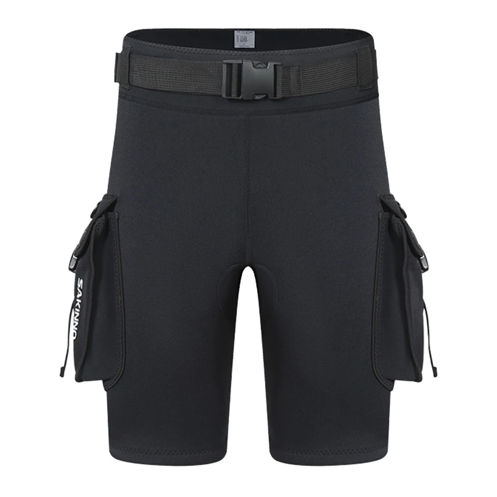 3mm Surfing Trunks with Pockets Unisex Submersible Pants Keep Warm D-Ring Buckle Leak Hole for Diving Equipment Accessories