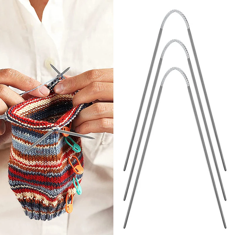 Circular Sock Knitting Needles Stainless Steel Mini Weaving Needlework Tools Wool Cotton Yarn Diy Knit Accessories 3pcs knitting needles weaving tools knitting supplies