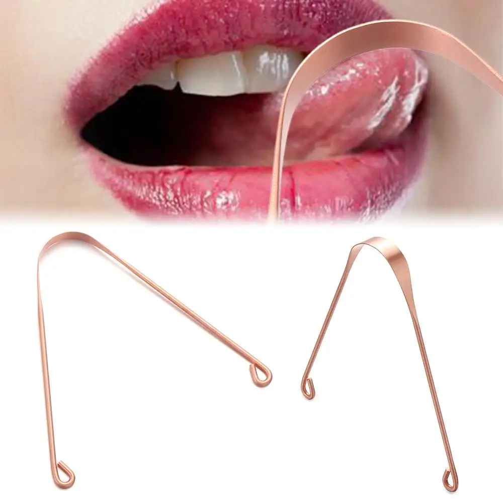 Copper Tongue Scraper Cleaner Stainless Steel Dental Cleaning Health Tool Fresh Breath Bad Breath Care Oral Hygiene Toothbrushe