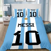 Boy Girl Bedroom Decoration Children Single Double Large Size-M-messis Duvet Cover Pillowcase Bedding Set Football Star  Adult 1