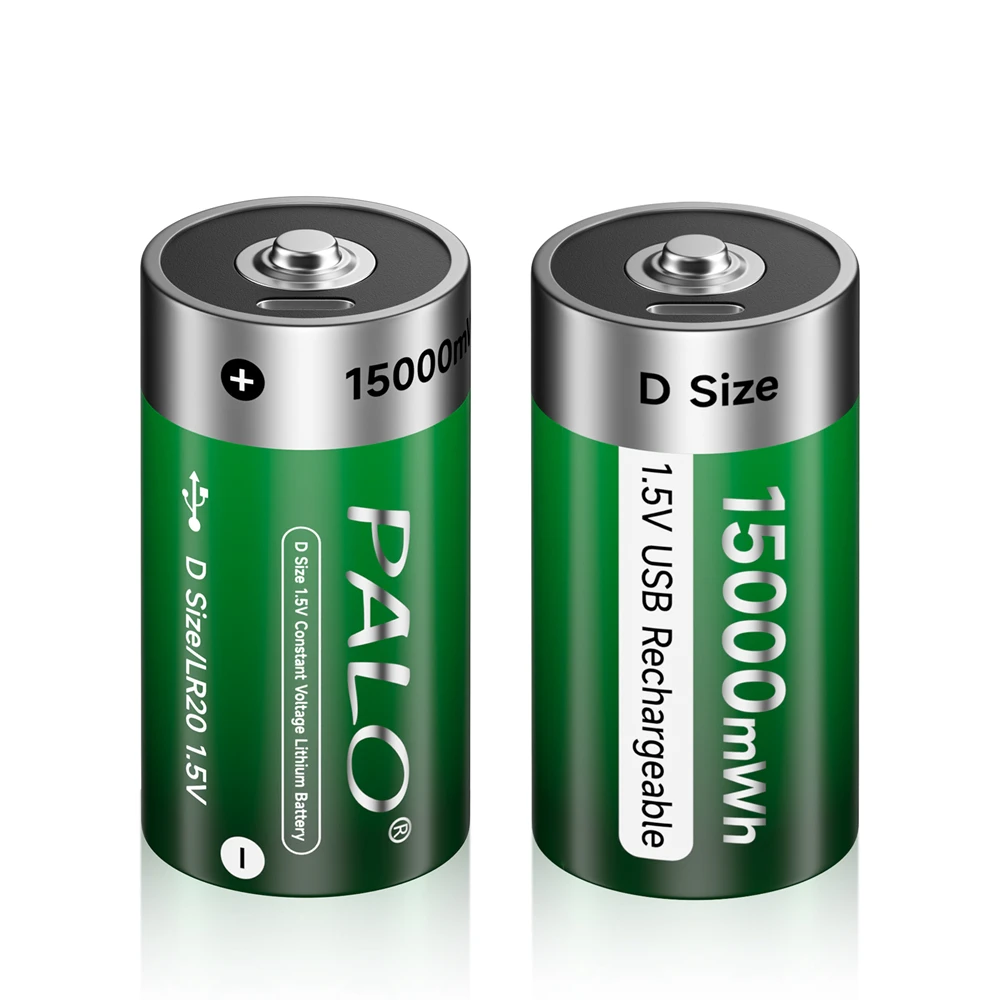 PALO-Lot de 2 à 12 batteries rechargeables, taille D, 1.5V