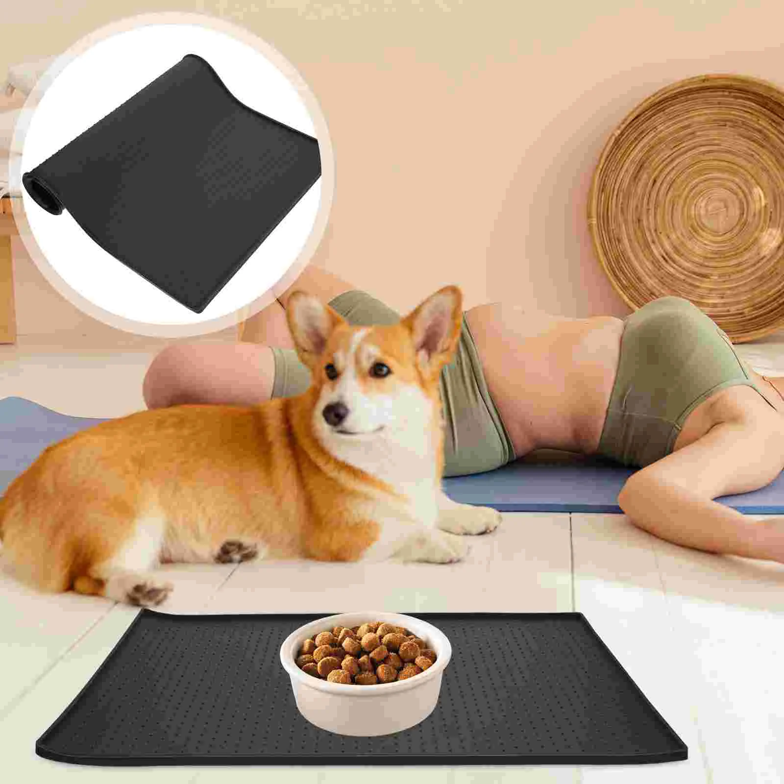 

Dog Placemat Pet Meal Thick Bowl Floor Protection Puppy Feeding Cat Silica Gel Small Food for Bowls Mats