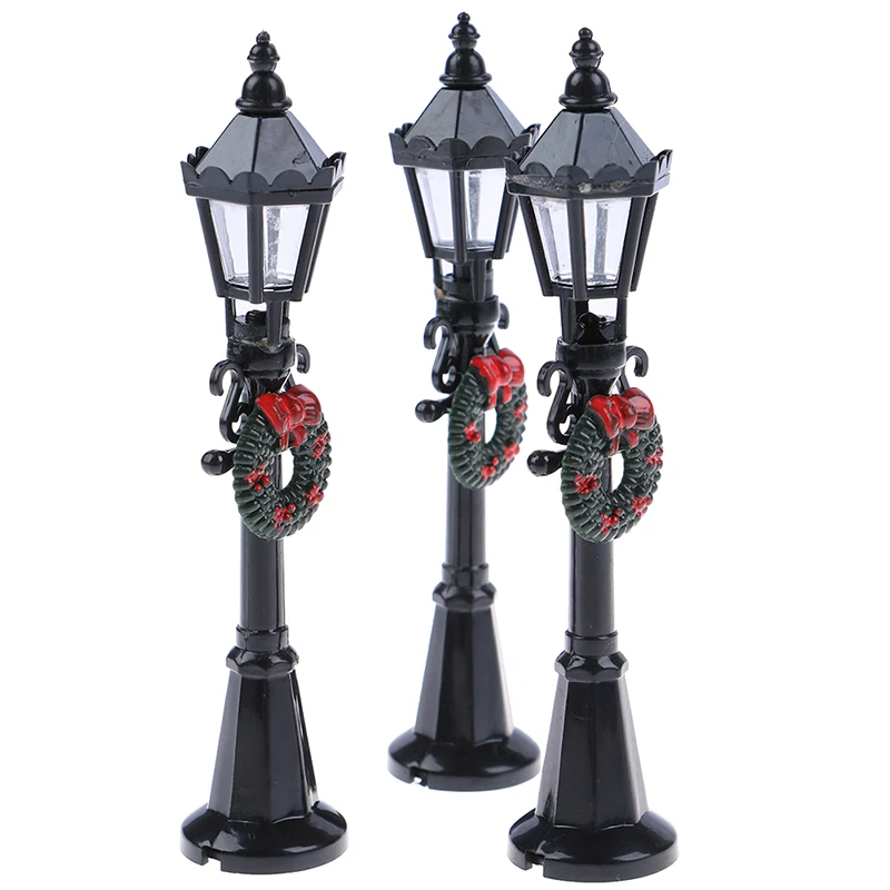 Miniature Lamp Black 1/12 Dollhouse Miniature Christmas Park Street Lamp Doll Streetlight Toy For Doll house Garden Decoration 1pc