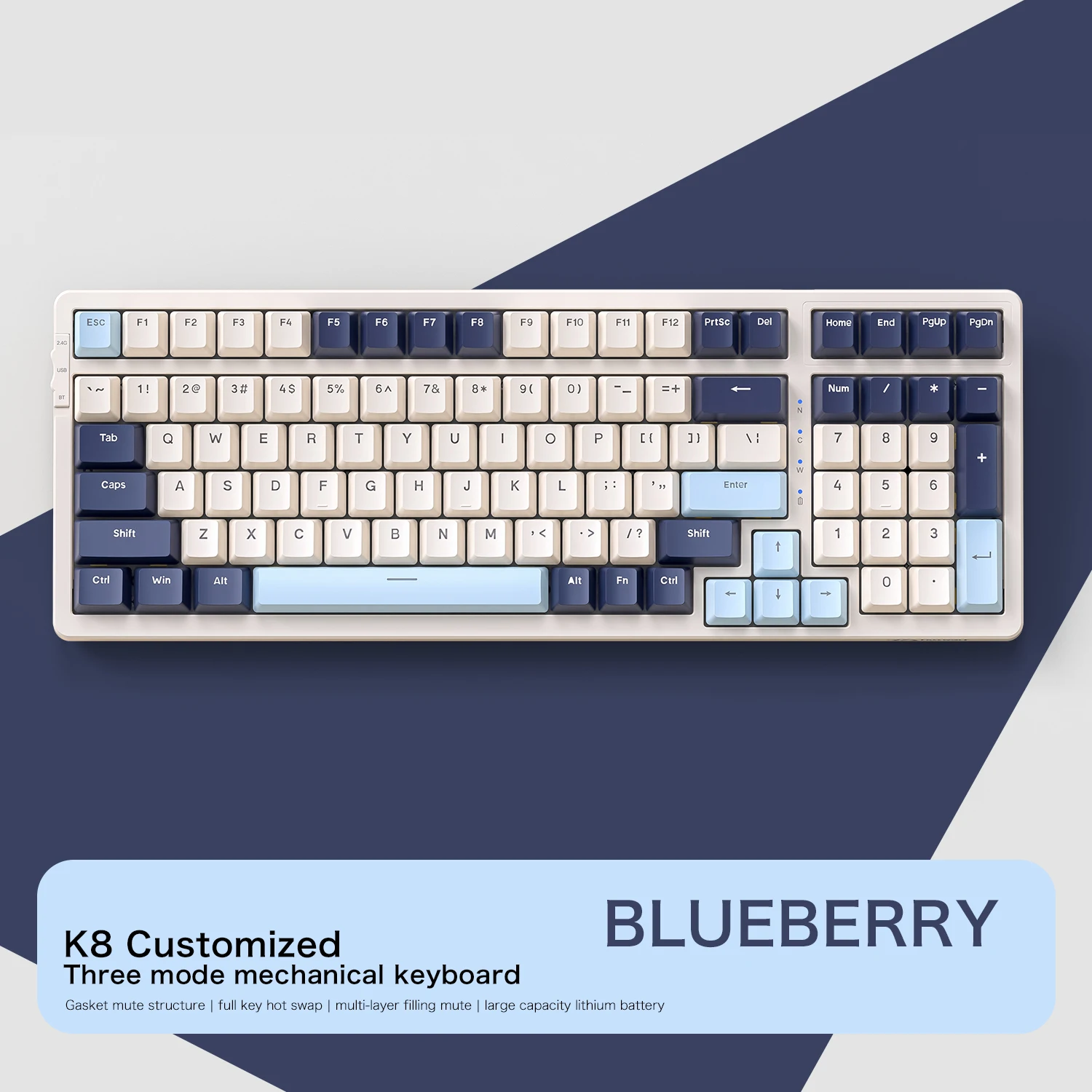K8 100 Key Wireless Mechanical Keyboard Tri-mode Connection,Full Key Hot thumbnail 2