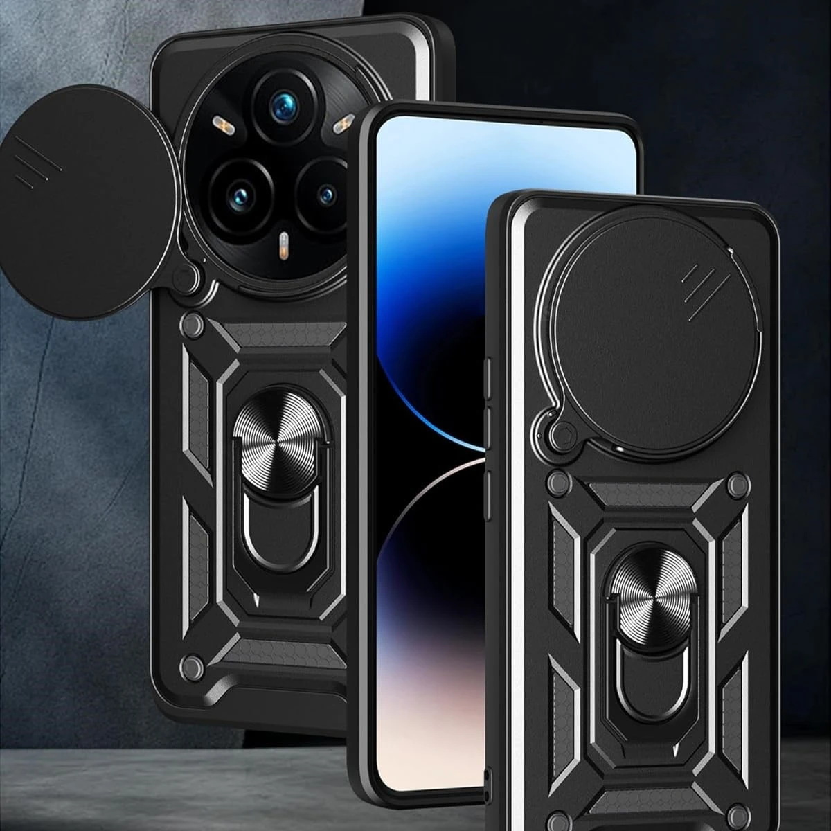 Enhanced Armor Case with Lens Protection and Ring Magnetic Holder