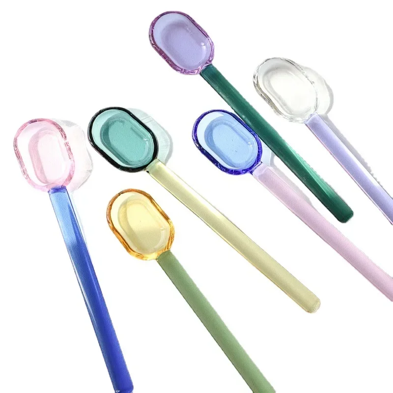 Tea Spoons 1pc Heat Resistant Glass For Dessert Cocktail Milkshake Ice Cream Stirring Rod