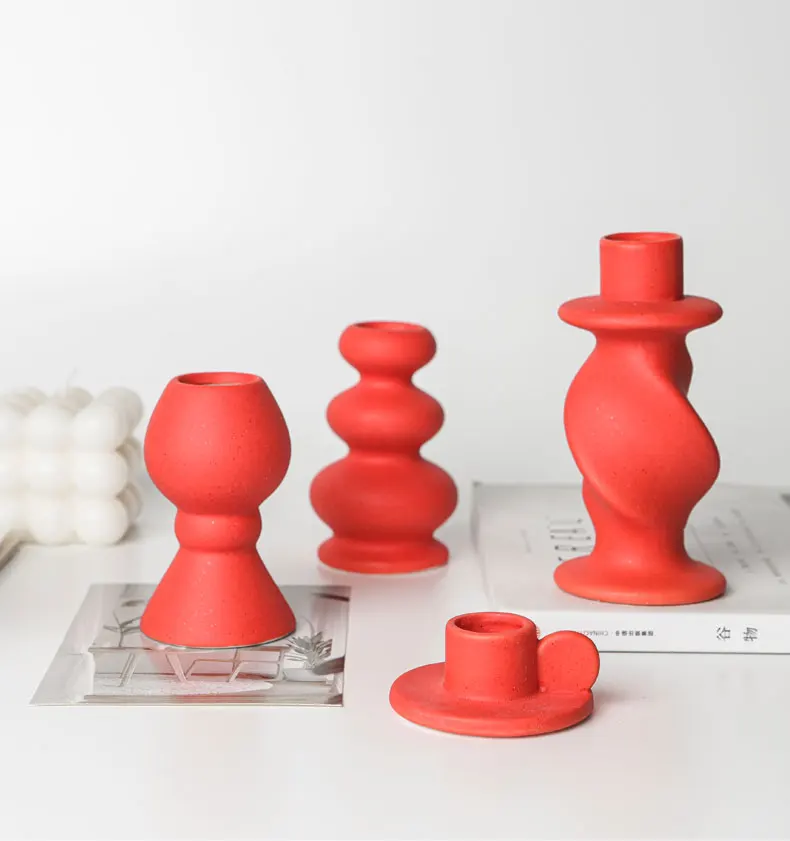 Ceramic Rustic Candlestick Holder Set