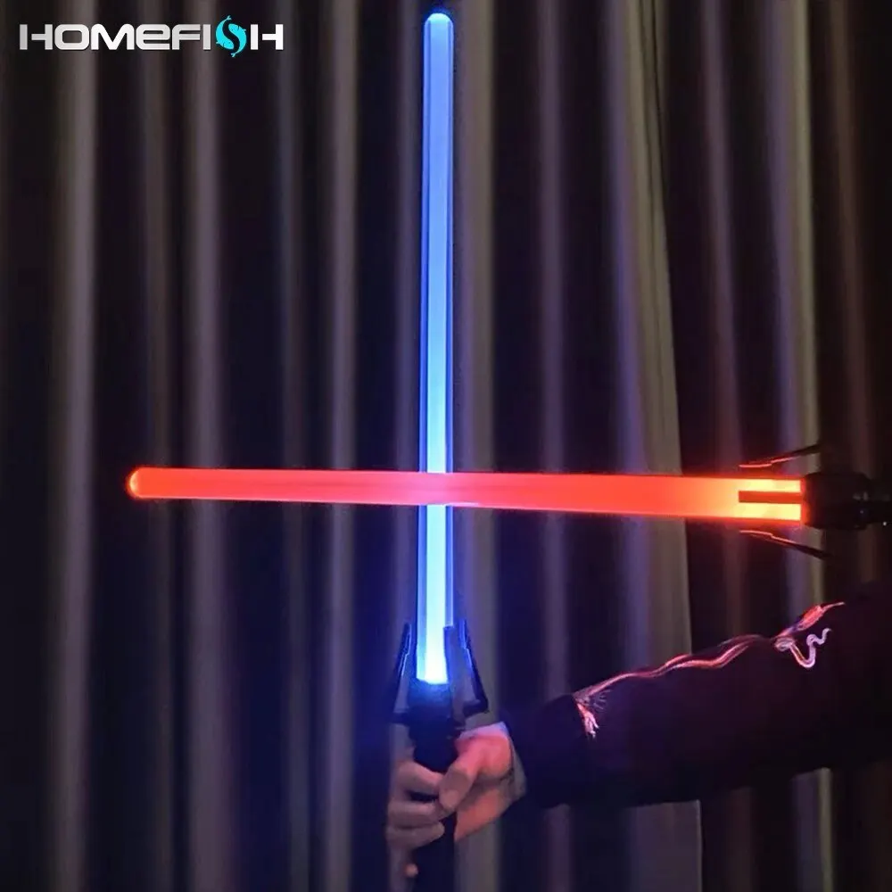 Lightsaber Toy Silent 2PCS 2-in-1 Laser Sword Red and Blue Double Saber Transformation Children's Gift Cosplay Weapon Boy Toy