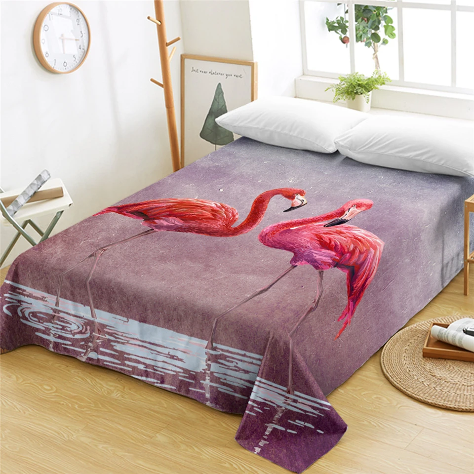 Flat Sheets Bed King Size Pink Flamingo Sheet Cover 3d Bed Sheet Queen Size Pink Aliexpress
