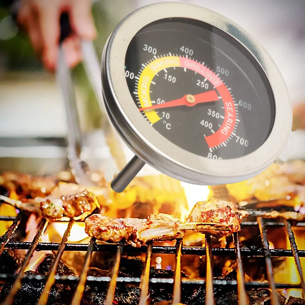 2-3/8" BBQ Grill Thermometer – 50–800°F, 304 Stainless, M10 Mount