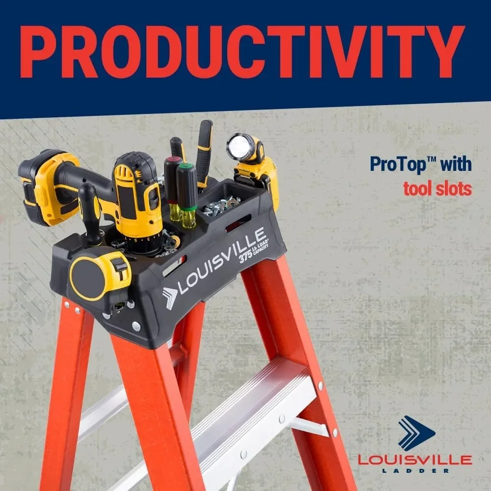 NEW-8-Foot Fiberglass Step Ladder, 375-Pound Load Capacity, Type IAA, FS1408HD