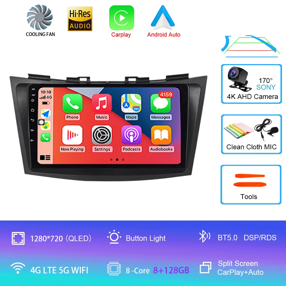 ESSGOO 10 Android14 WiFi GPS Navi RDS Für Suzuki Swift 2003-2010
