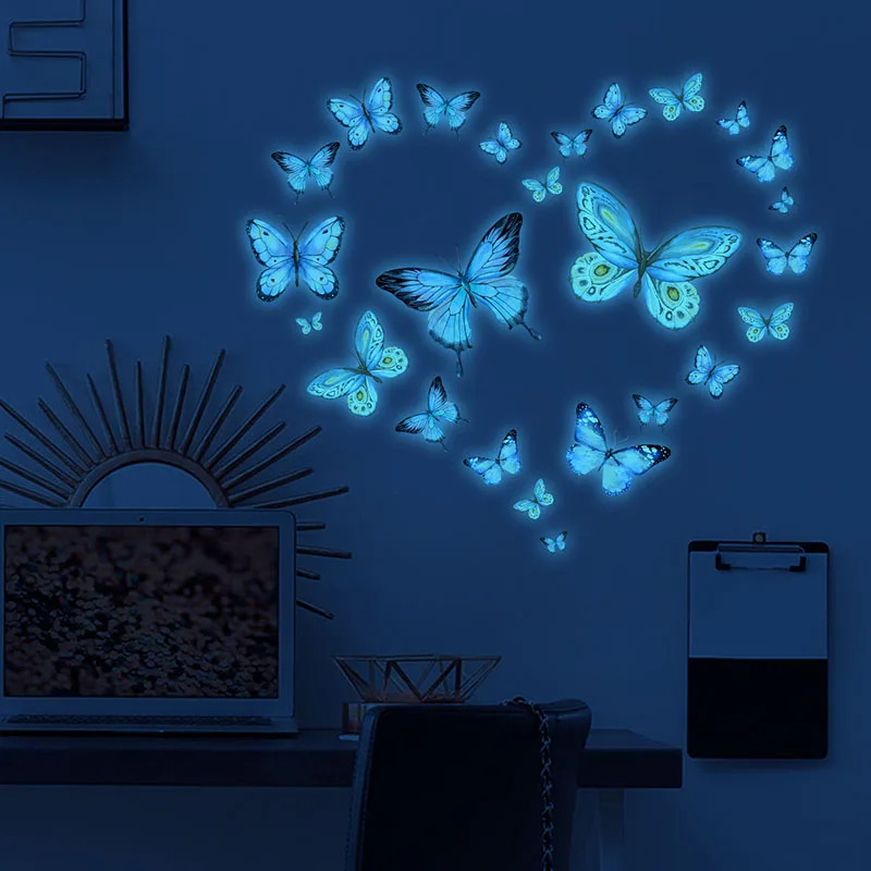 Enchanting Glow in the Dark Wall Stickers of Cartoon Bunnies and Shiny Spaceships