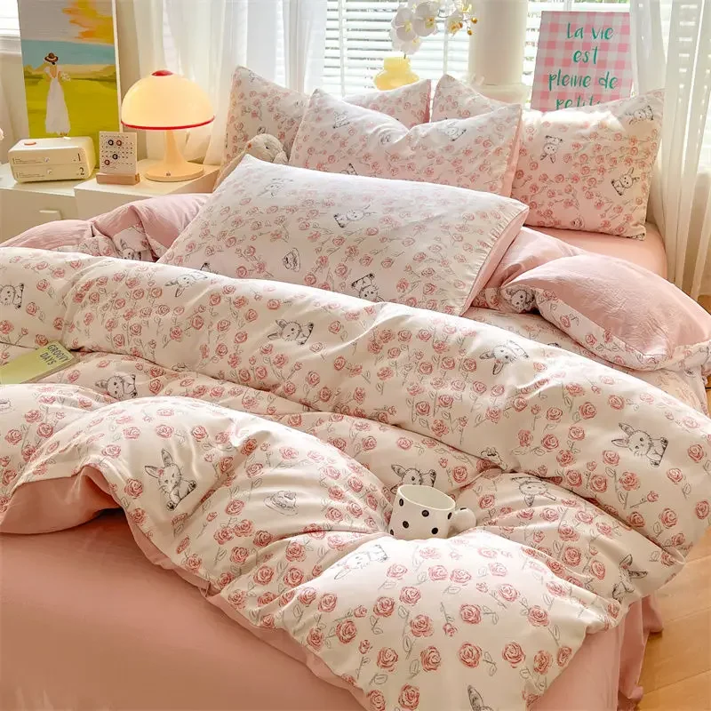 

Light Luxury Class A Maternal and Infant Grade Water Washed Cotton and Hemp Double Layer Yarn Four Piece Bed Sheet and Quilt Set